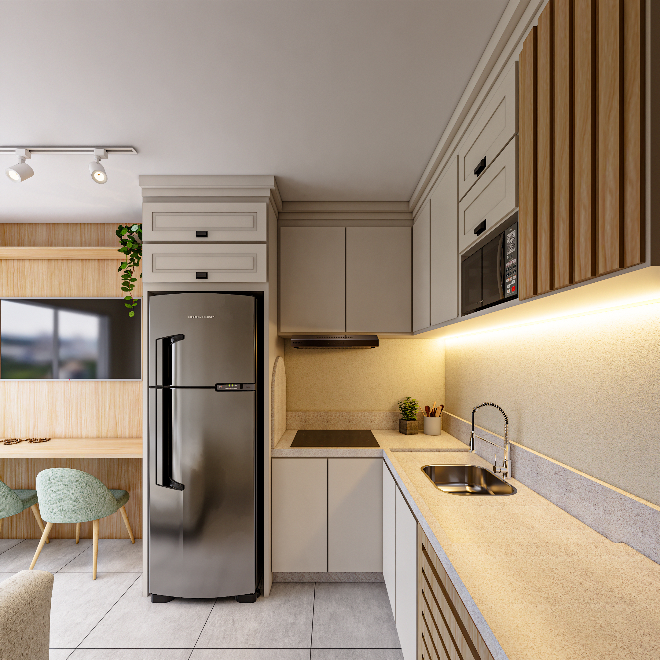 Cozinha studio Serenita Cascavel - acabamento completo para operacao short-stay