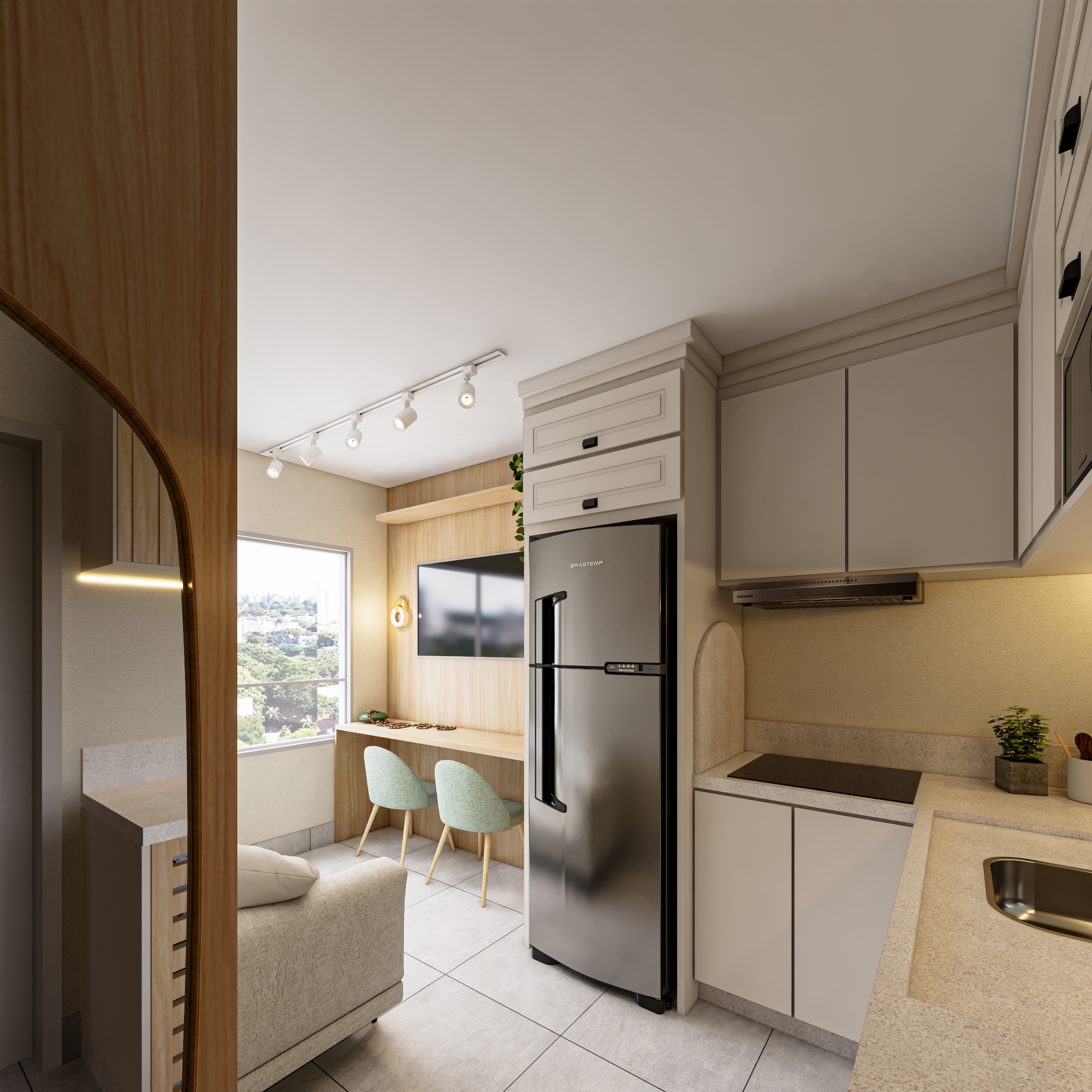 Sala estar studio Serenita - decoracao moderna short-stay